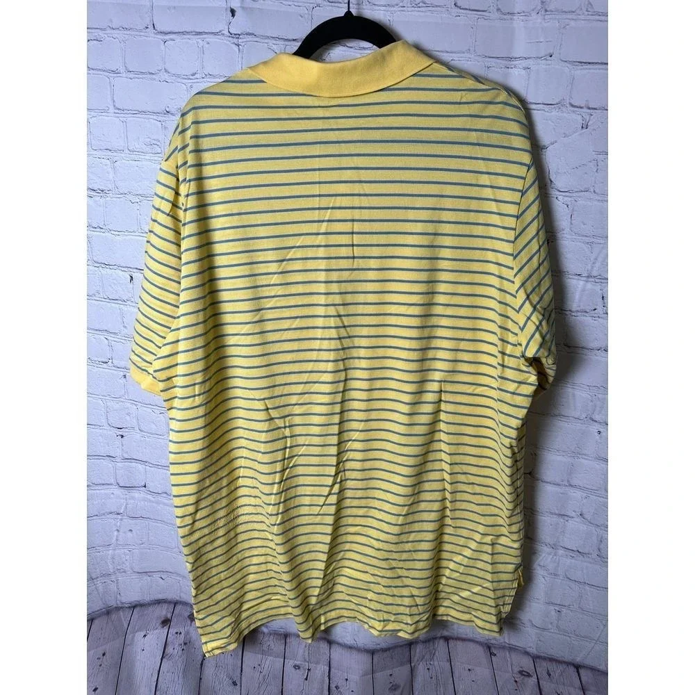 Polo Golf Yellow Blue Striped Performance Shirt Moisture-Wicking Comfort